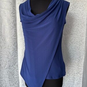 Jones New York Deep Blue Draped Blouse